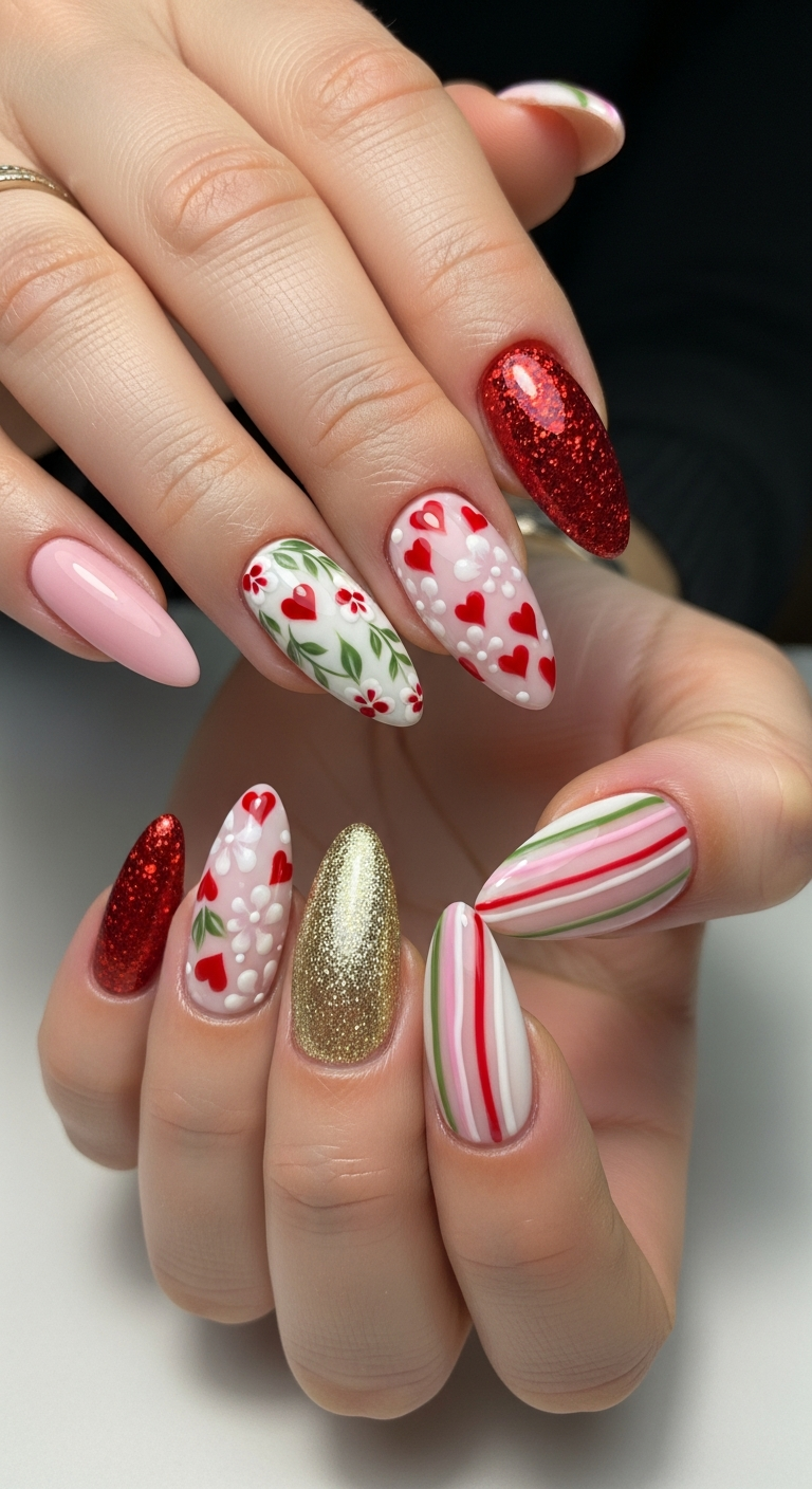 Almond Spring Nails 2026: Elegant Florals, Gold Accents & Chic Designs